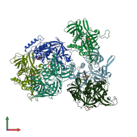 PDB entry 4m0l coloured by chain, front view.
