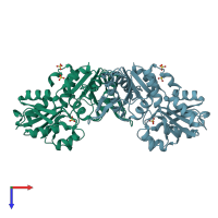 PDB entry 4m0p coloured by chain, top view.