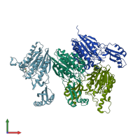 PDB entry 4m0v coloured by chain, front view.