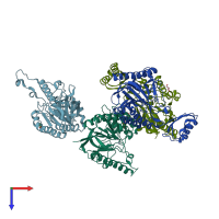 PDB entry 4m0v coloured by chain, top view.
