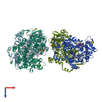 PDB entry 4m10 coloured by chain, top view.