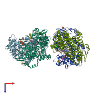 PDB entry 4m11 coloured by chain, top view.