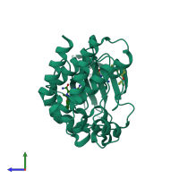PDB entry 4m14 coloured by chain, side view.