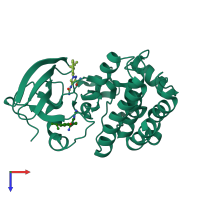 PDB entry 4m14 coloured by chain, top view.