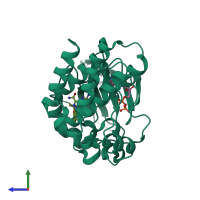 PDB entry 4m15 coloured by chain, side view.