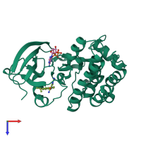 PDB entry 4m15 coloured by chain, top view.