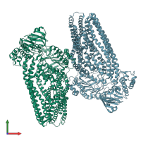 PDB entry 4m1m coloured by chain, front view.