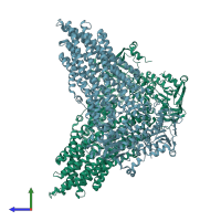 PDB entry 4m1m coloured by chain, side view.
