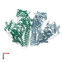 PDB entry 4m1m coloured by chain, top view.