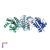 PDB entry 4m1o coloured by chain, top view.