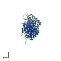 PDB entry 4m1w coloured by chain, side view.
