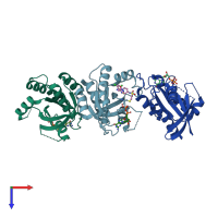 PDB entry 4m1y coloured by chain, top view.