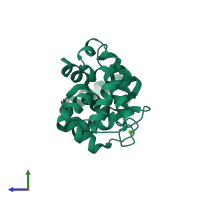 PDB entry 4m2p coloured by chain, side view.