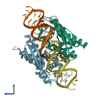 PDB entry 4m2z coloured by chain, side view.