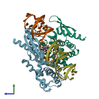 PDB entry 4m30 coloured by chain, side view.