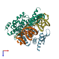 PDB entry 4m30 coloured by chain, top view.