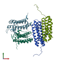 PDB entry 4m35 coloured by chain, front view.