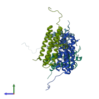 PDB entry 4m35 coloured by chain, side view.