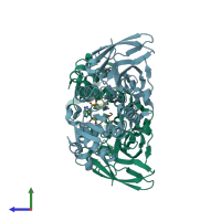 PDB entry 4m38 coloured by chain, side view.