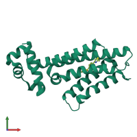 PDB entry 4m3g coloured by chain, front view.