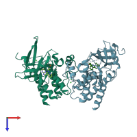 PDB entry 4m3q coloured by chain, top view.