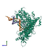 PDB entry 4m3r coloured by chain, side view.