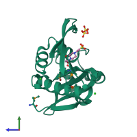 PDB entry 4m3s coloured by chain, side view.