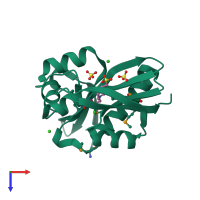 PDB entry 4m3s coloured by chain, top view.