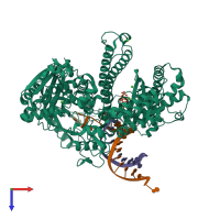 PDB entry 4m3t coloured by chain, top view.