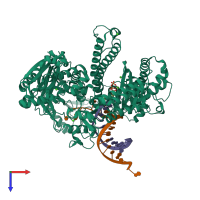 PDB entry 4m3w coloured by chain, top view.