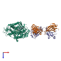 PDB entry 4m48 coloured by chain, top view.