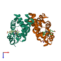 PDB entry 4m4a coloured by chain, top view.