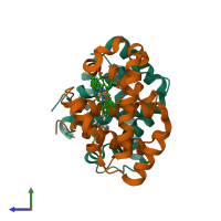 PDB entry 4m4b coloured by chain, side view.