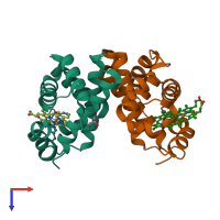 PDB entry 4m4b coloured by chain, top view.