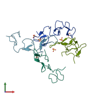PDB entry 4m4c coloured by chain, front view.