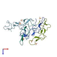 PDB entry 4m4c coloured by chain, top view.
