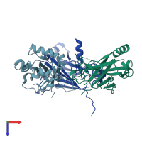 PDB entry 4m4e coloured by chain, top view.