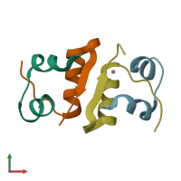 PDB entry 4m4f coloured by chain, front view.