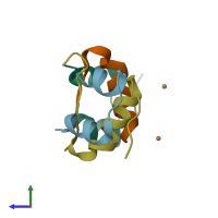 PDB entry 4m4f coloured by chain, side view.
