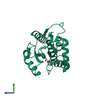 PDB entry 4m4q coloured by chain, side view.