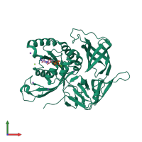 PDB entry 4m4s coloured by chain, front view.