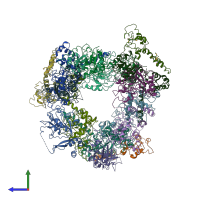 PDB entry 4m4w coloured by chain, side view.