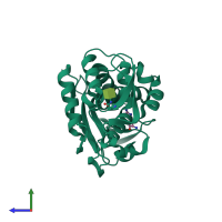 PDB entry 4m5a coloured by chain, side view.