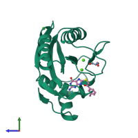 PDB entry 4m5k coloured by chain, side view.