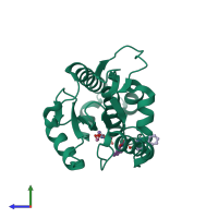 PDB entry 4m5o coloured by chain, side view.