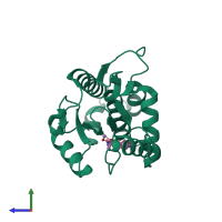 PDB entry 4m5u coloured by chain, side view.