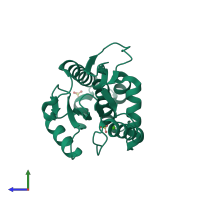 PDB entry 4m5v coloured by chain, side view.