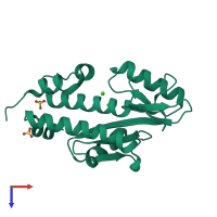 PDB entry 4m5v coloured by chain, top view.