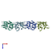 PDB entry 4m64 coloured by chain, top view.