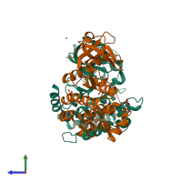 PDB entry 4m69 coloured by chain, side view.